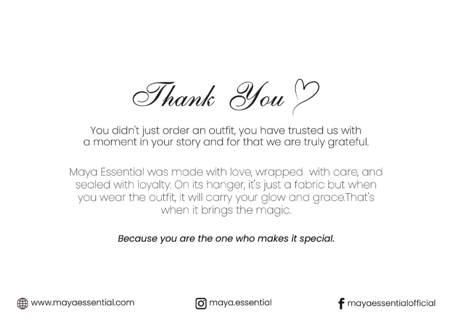 Maya Ess brand palette and thank-you card