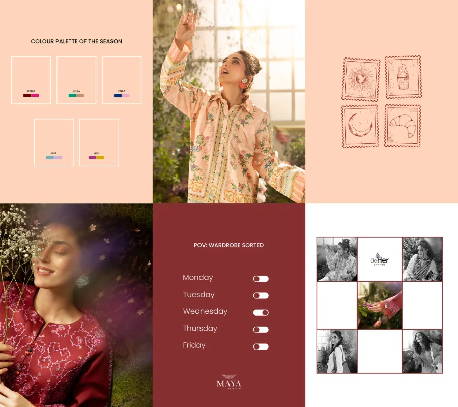 Maya Ess lookbook layouts